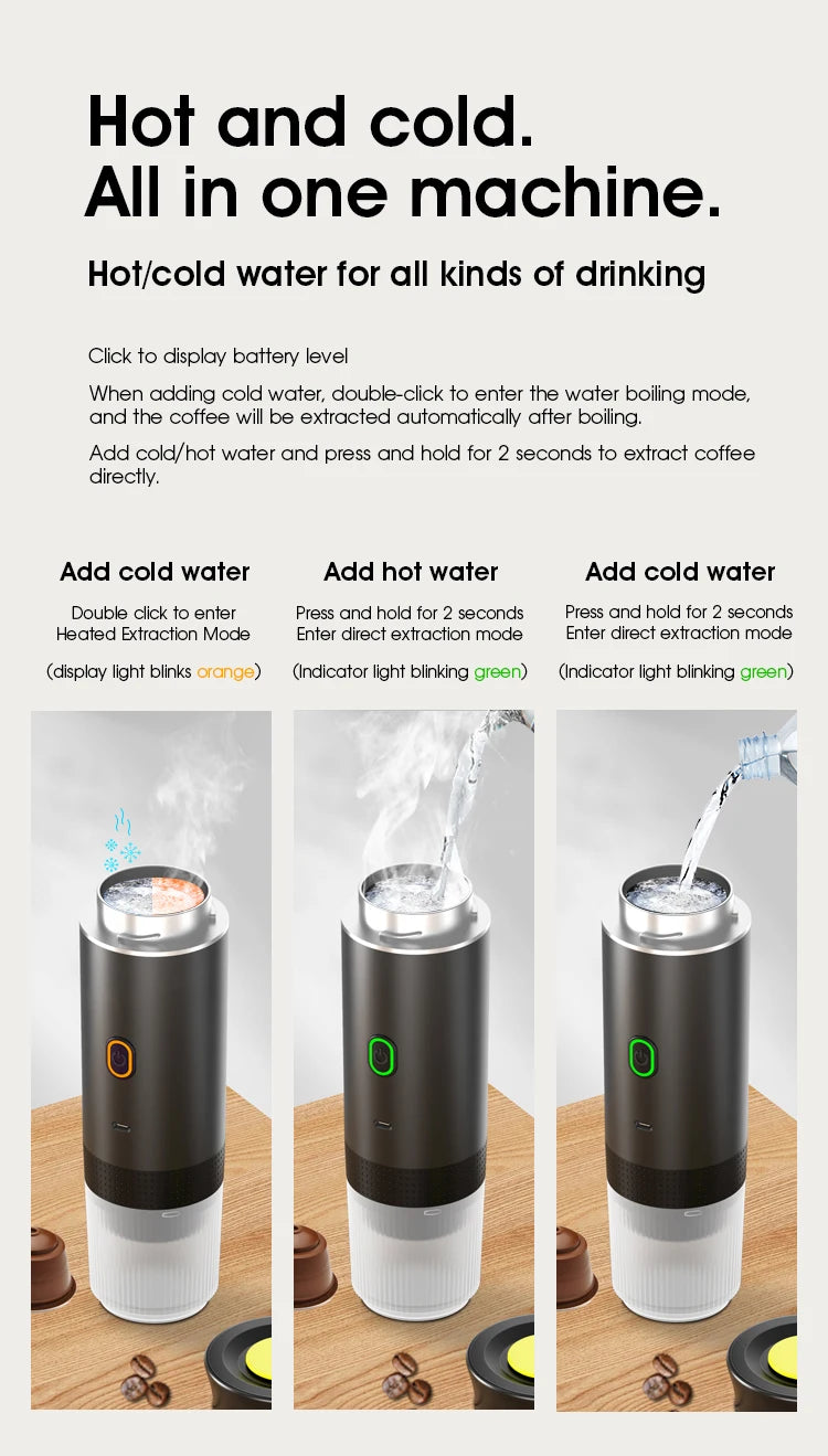 3-in-1 Wireless Coffee Machine for Travel, Car & Camping