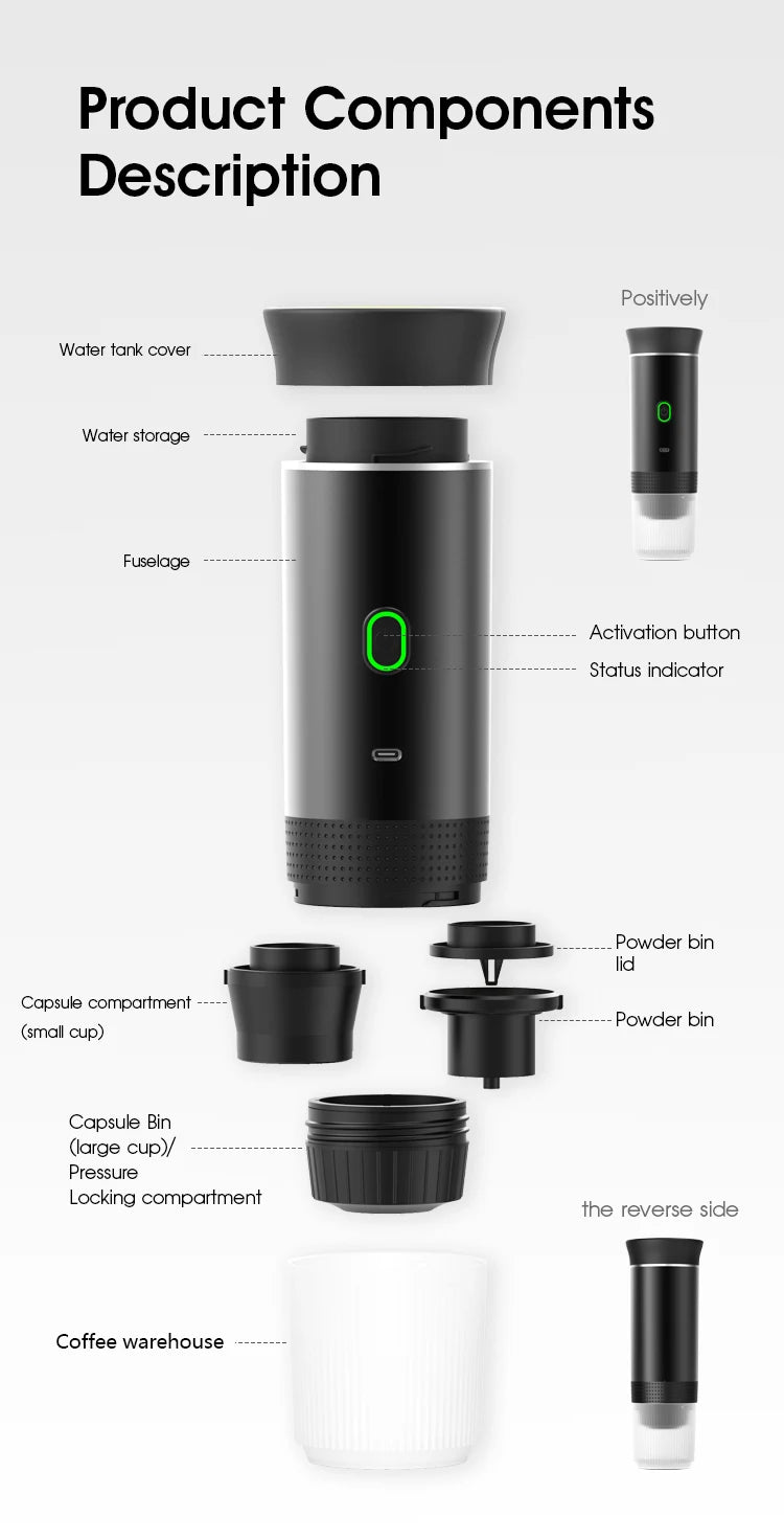 3-in-1 Wireless Coffee Machine for Travel, Car &amp; Camping