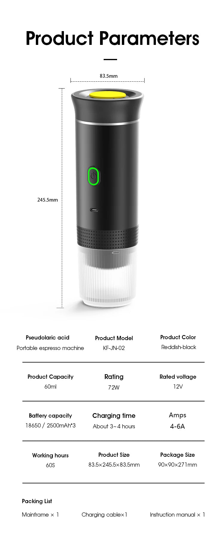 3-in-1 Wireless Coffee Machine for Travel, Car &amp; Camping