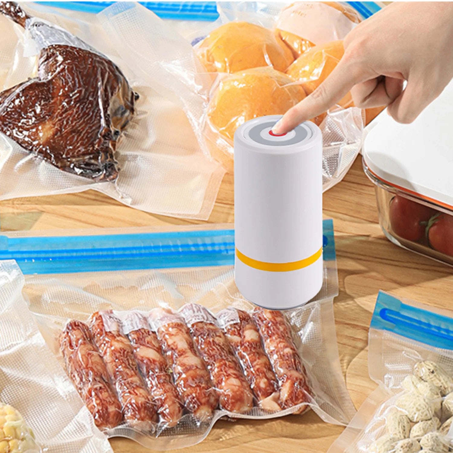 Mini Electric Portable Food Vaccum Sealer with Reusable bags