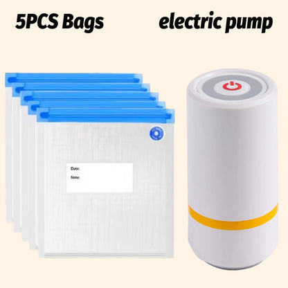 Mini Electric Portable Food Vaccum Sealer with Reusable bags