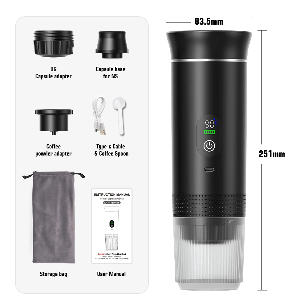 3-in-1 Wireless Coffee Machine for Travel, Car &amp; Camping