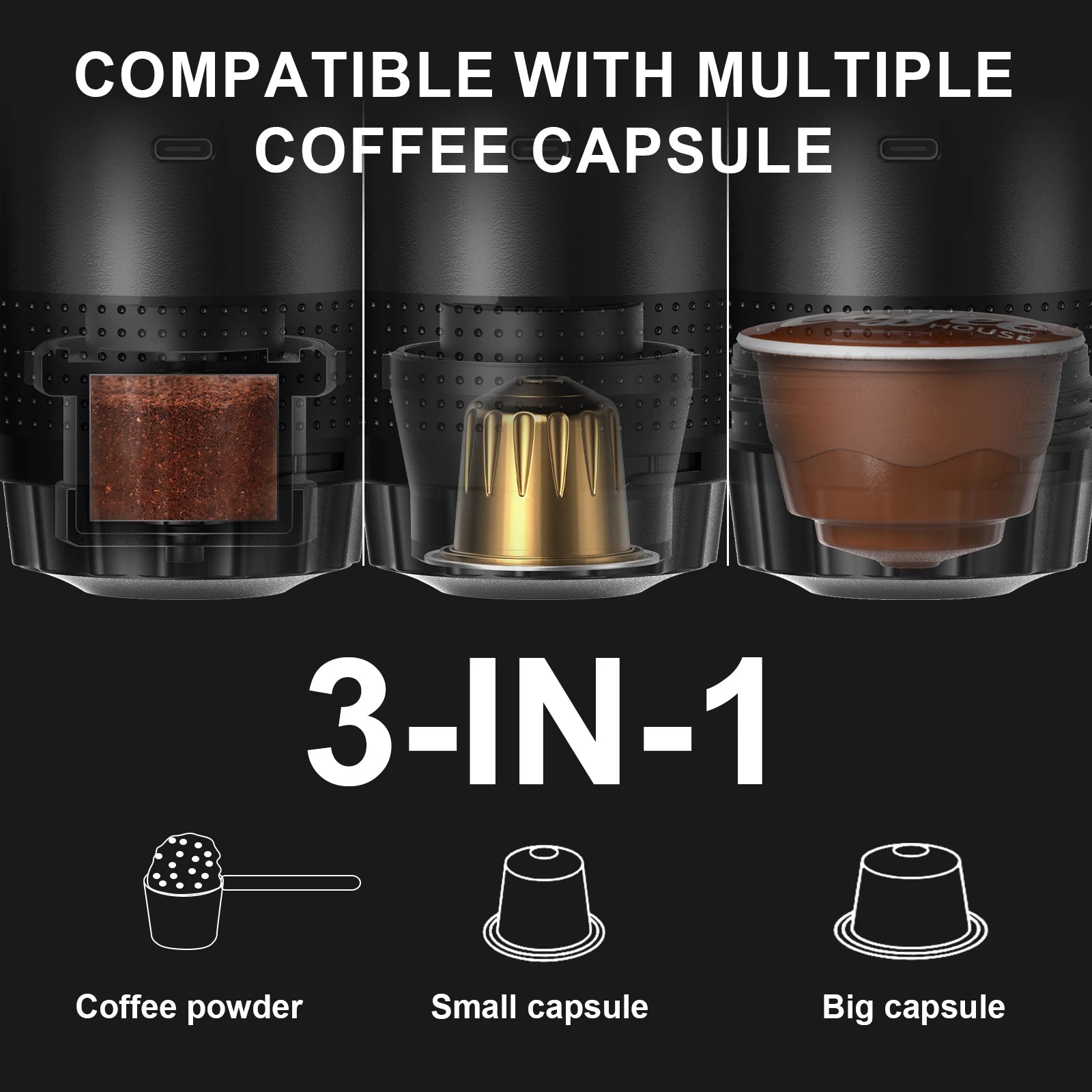 3-in-1 Wireless Coffee Machine for Travel, Car &amp; Camping