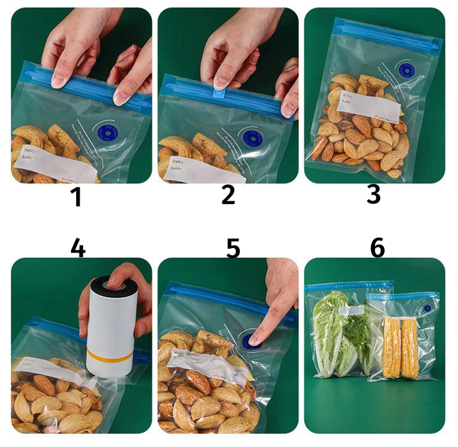 Mini Electric Portable Food Vaccum Sealer with Reusable bags