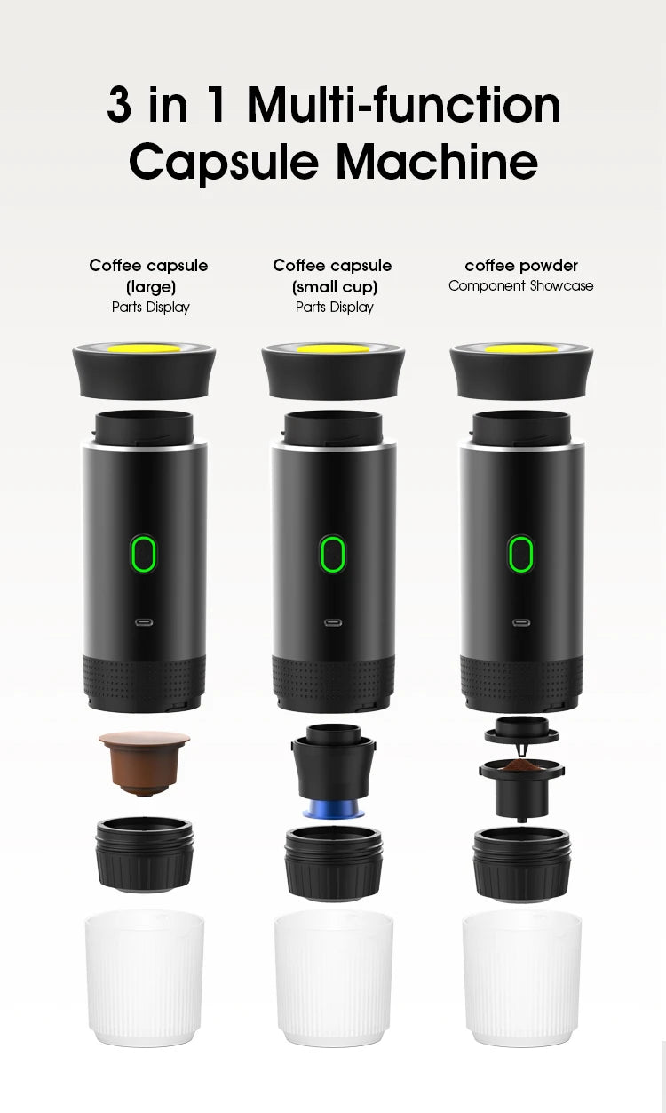 3-in-1 Wireless Coffee Machine for Travel, Car &amp; Camping